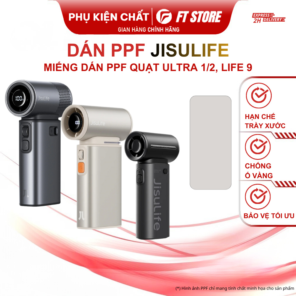 Miếng dán PPF quạt cầm tay Jisulife Ultra 2, Ultra 1, Life 9 chống ố, hạn chế trầy xước