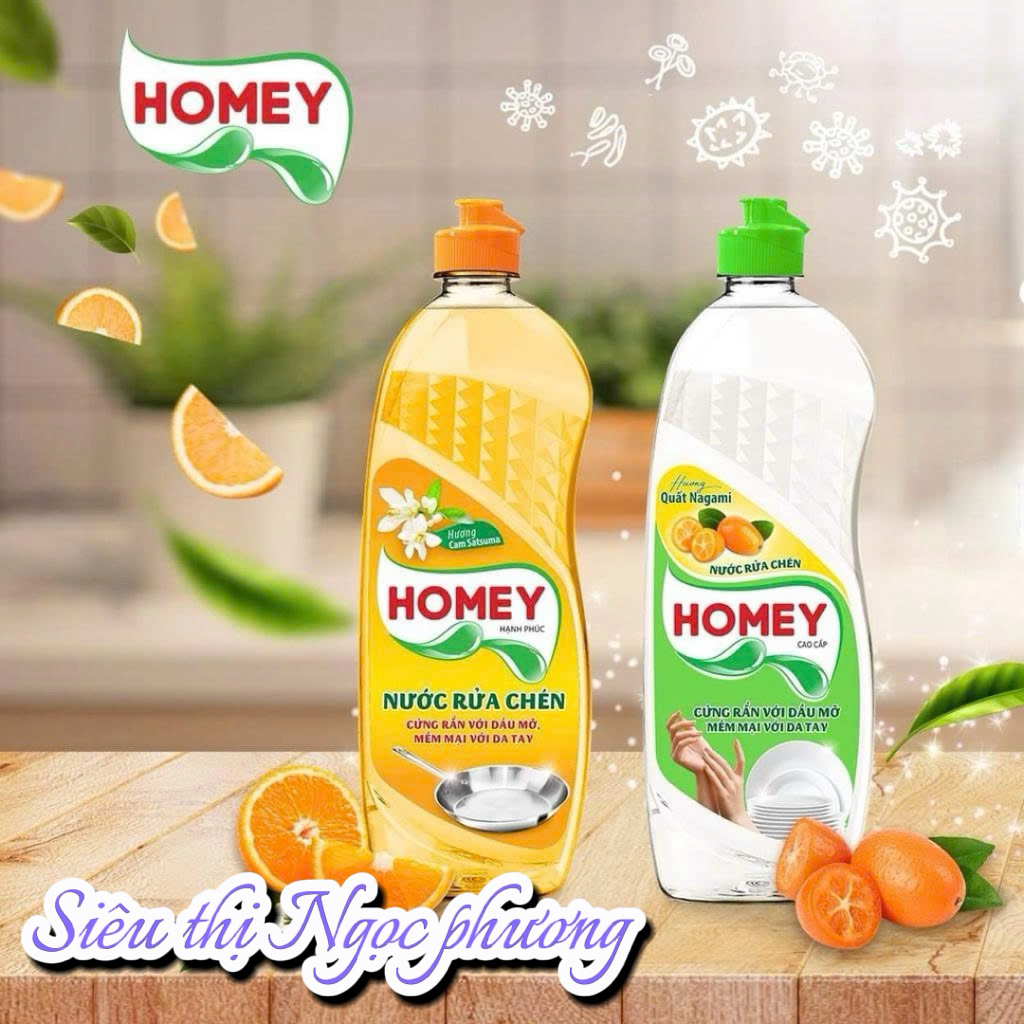 Nước rửa chén Homey sạch dầu mỡ 750 ml - Sạch bong , sáng bóng