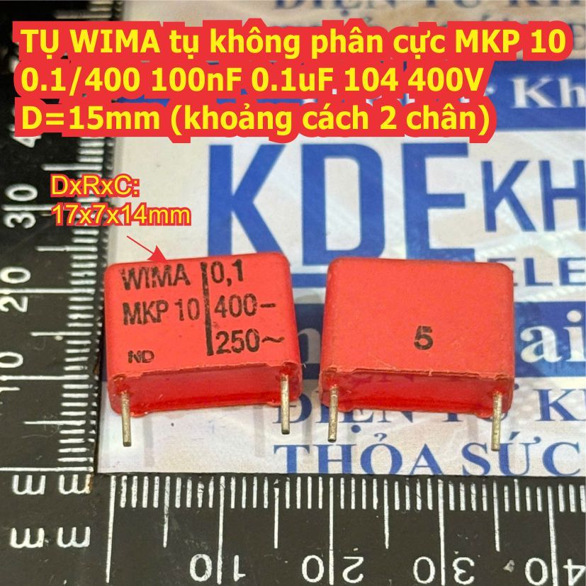 2 con TỤ WIMA tụ không phân cực nâu đỏ MKP MKS 10 4 0.1/400 100nF 0.1uF 104 400V 630V D= 10mm 15mm k
