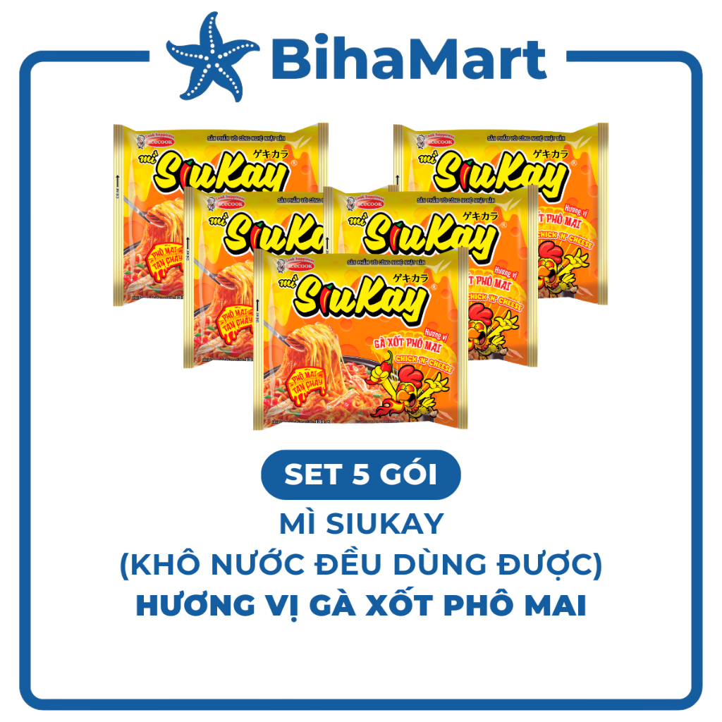 [SET5GÓI]-ACECOOK- Mì Siukay hương vị Gà xốt phô mai, Siukay mì gà phô mai tan chảy Siukay, Mì cay 7