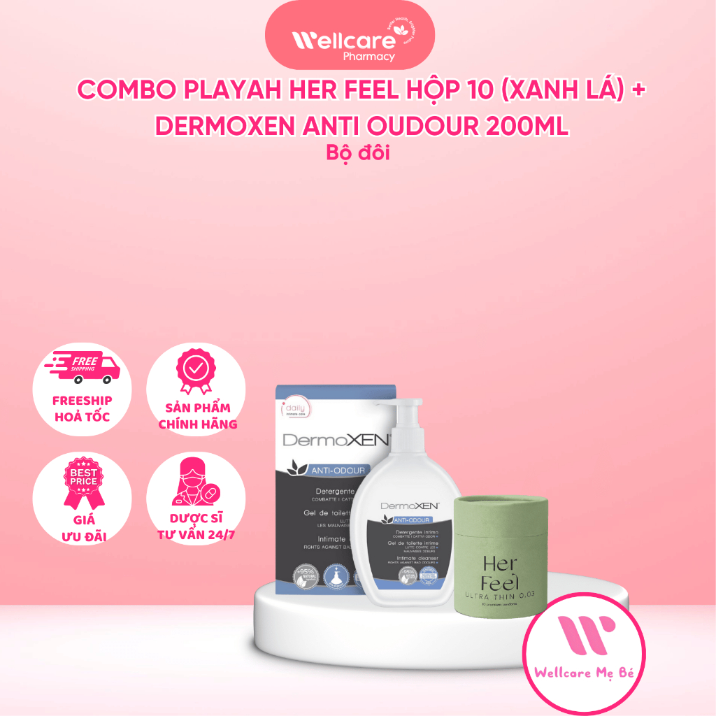 [COMBO TÌNH YÊU] Combo Dung Dịch Dermoxen Anti-Odour & Bao Cao Su PlayAh (10 Gói)