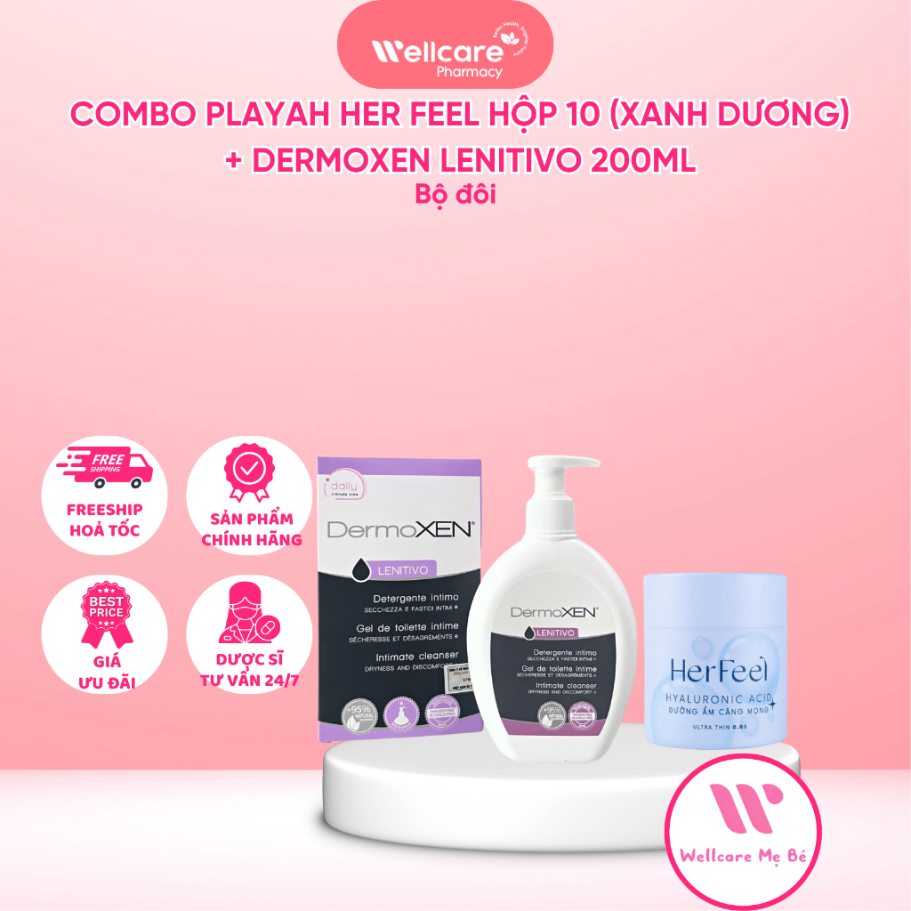 [COMBO TÌNH YÊU] Combo Bao Cao Su PlayAh & Dung Dịch Dermoxen Lenitivo Dưỡng Ẩm