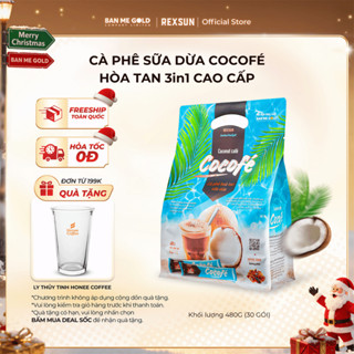   TẶNG LY THỦY TINH  Cà Phê Sữa Dừa Cocofe – Túi 480gr  30 Gói  - Cafe Hòa Tan 3in1 Cao Cấp Chính Hãng REXSUN 