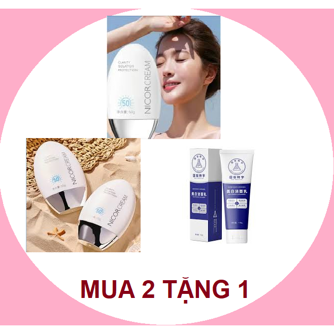 [ MUA 2 TẶNG 1] Combo kem chống nắng dưỡng trắng da Nicor chính hãng