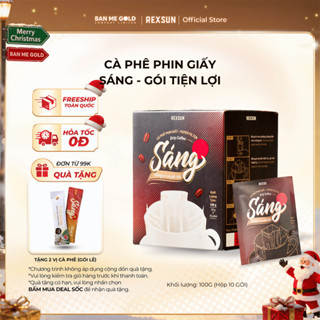   TẶNG QUÀ  Cà Phê Phin Giấy - Sáng - Hộp 100gr  10 Túi  - Không Đường Sữa - Cafe Nguyên Chất Chính Hãng Ban Me Gold 