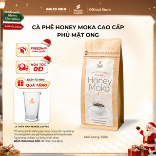   TẶNG LY THỦY TINH  Cà Phê Hạt Rang Honey Moka Nguyên Chất - 250g - Cafe Moka Phủ Mật Ong - Ban Me Gold - Honee Coffee 