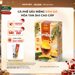   TẶNG QUÀ  Cà Phê Sầu Riêng  ĐẬM ĐÀ - Hộp 160g  10 gói  - Cafe 3in1 Hoà Tan Cao Cấp - Chính Hãng Ban Me Gold 