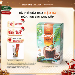   TẶNG QUÀ  Cà Phê Sữa Dừa Cocofe  ĐẬM ĐÀ  - Hộp 160g  10 gói  - Coconut Cafe Hòa Tan Chính Hãng Ban Me Gold 