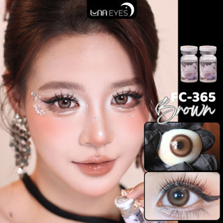   6m  Lens mắt FC-365 Brown màu nâu hồng tự nhiên viền to size lớn - brand LUNA EYES 
