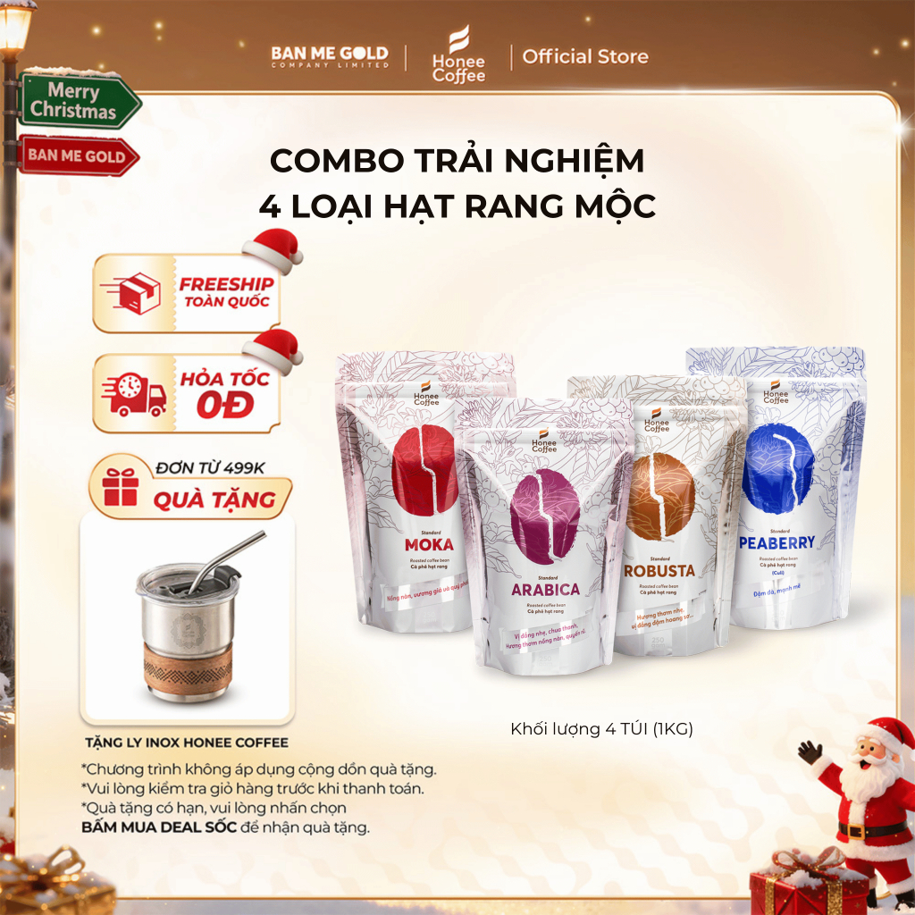 [TIẾT KIỆM] 4 Túi Cà Phê Nguyên Chất 100% Arabica / Robusta / Culi / Moka (250gr) Chính Hãng Ban Me 