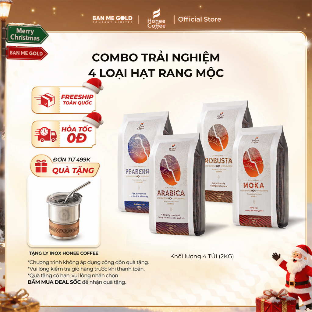 [TIẾT KIỆM] 4 Túi Cà Phê Nguyên Chất 100% Arabica / Robusta / Culi / Moka (500gr) Chính Hãng Ban Me 