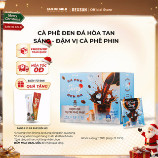   TẶNG QUÀ  Cà Phê Đen Đá Hoà Tan 2in1 Đắng Đậm - Hộp 120g  12 Gói  - Cafe Đen Đá Vị Cà Phê Phin Ban Me Gold 