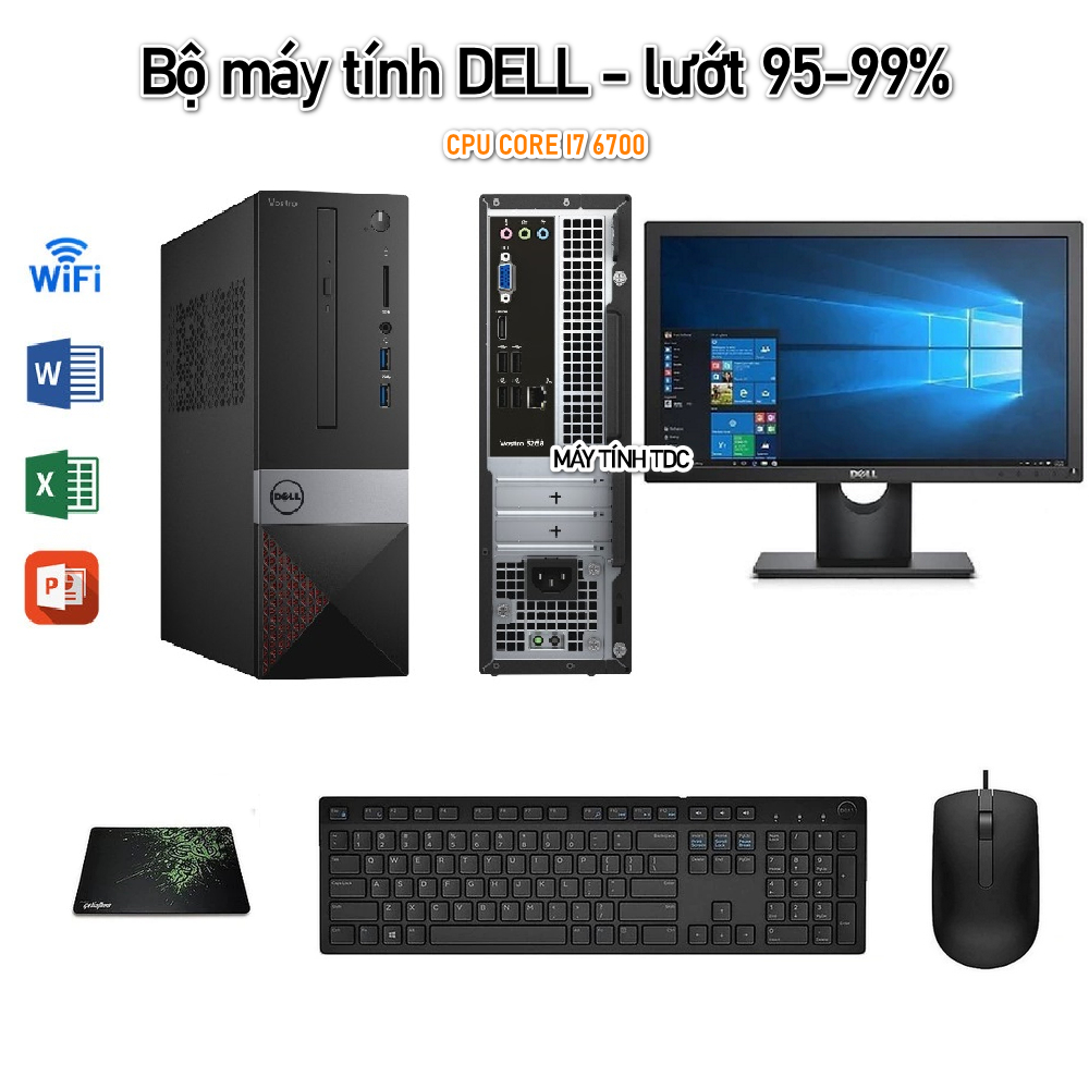 Bộ máy tính để bàn Dell Optiplex core i7, Ram 8GB, ổ cứng SSD 120GB, HDD 500GB, Màn hình DELL Dell 22 inch.Bảo hành 12T