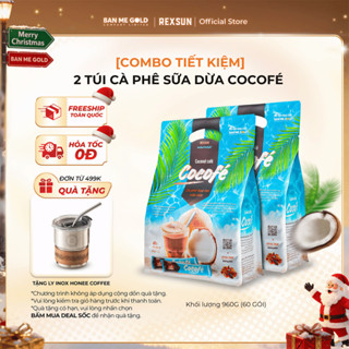   COMBO TIẾT KIỆM  2 Túi Cà Phê Sữa Dừa Cocofe - 60 Gói - Coconut Cafe 3in1 Hòa Tan Chính Hãng Ban Me Gold - Rexsun 
