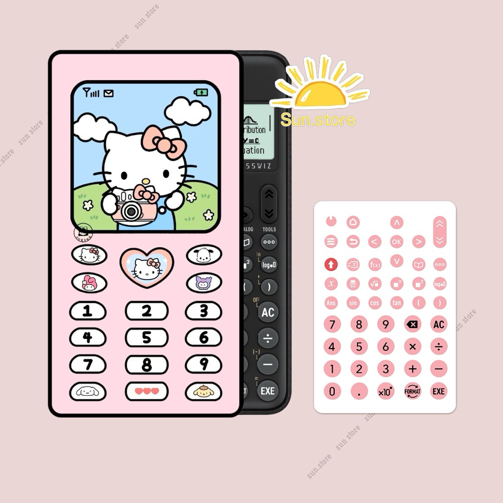 Miếng dán hình Hello kitty M9 máy tính casio 880, 580 có in theo yêu cầu