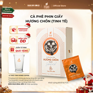   TẶNG LY THỦY TINH  Cà Phê Phin Giấy Hương Chồn  Tinh Tế  Hộp 60gr  6 Túi  - Cà Phê Chồn 100% Ban Me Gold - Honee Coffee 