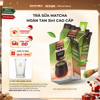   MUA 2 TẶNG LY  Trà Sữa Matcha Hoà Tan - Hộp 160g  10 Gói  - Trà Sữa Trà Xanh Hòa Tan Nguyên Chất Ban Me Gold 