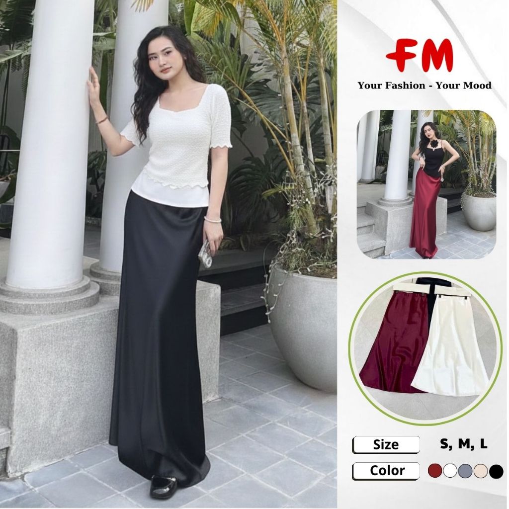Chân Váy Lụa Dáng Suông A Nữ FMSTYLE SHOP - Lên Dáng Siêu Đẹp, Phối Đồ Sang Chảnh S,M,L 25111968