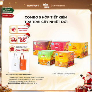  TẶNG TÚI CANVAS  COMBO 5 Hộp Trà Trái Cây Nhiệt Đới Hạt Chia - 50 Gói - Chính Hãng Ban Me Gold - Trấy NiNì 