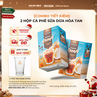   TẶNG LY THỦY TINH  Combo 2 Hộp Cà Phê Sữa Dừa Cocofe -  20 Gói  - Coconut Cafe 3in1 Hòa Tan Ban Me Gold  - REXSUN 