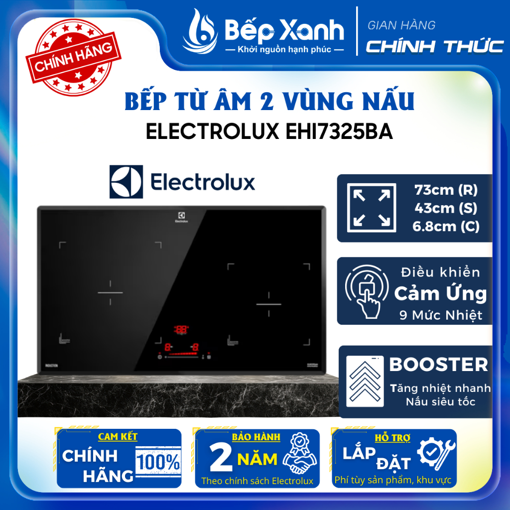 [FREESHIP HCM] Bếp Từ 2 Vùng Nấu Electrolux EHI7325BA - 6000W