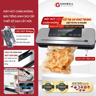  Máy Hút Chân Không GODWELL Hút Chân Không Thực Phẩm Khử Trùng Tia Cực Tím Có Dao Cắt Tiện Lợi 