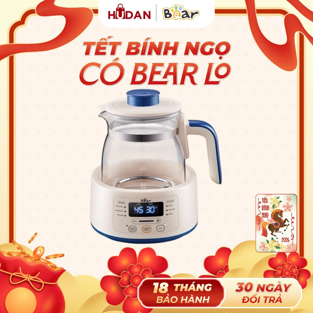 Máy đun nước pha sữa BEAR 1.2L TNQ-D12D1 Tiếng Việt Có Đèn Ban Đêm BH 18 tháng