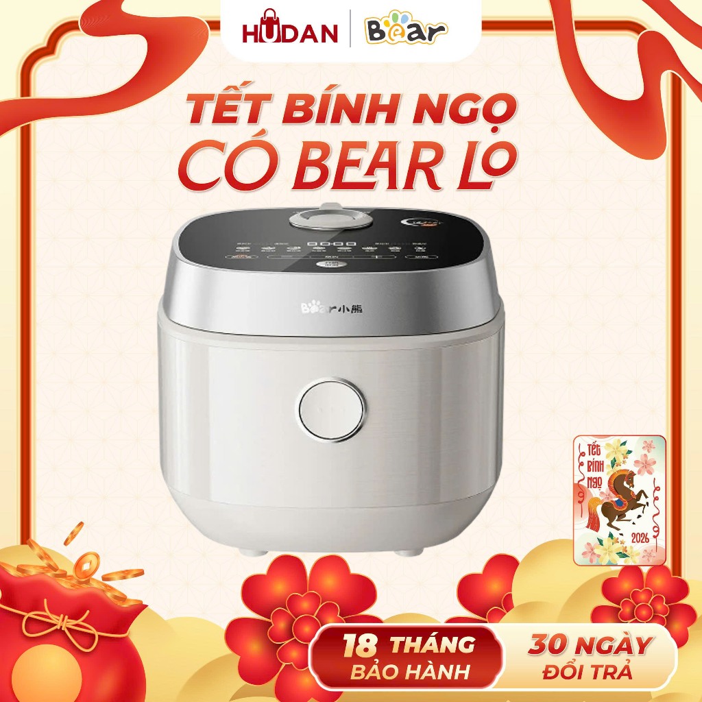 Nồi cơm điện BEAR RC-4H40Y Tiếng Việt 4-6 người ăn Lõi 1,5L gang Ceramic Pro 9H - 8 chế độ nấu