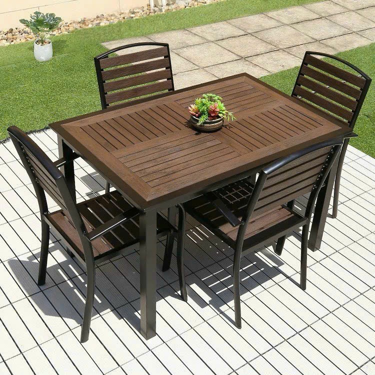 Bộ bàn ghế cafe sân vườn polywood khung nhôm