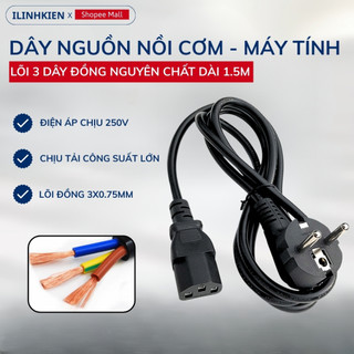  Dây nguồn nồi cơm điện dài 1,5m lõi 3x0.75mm chính hãng ilinhkien 