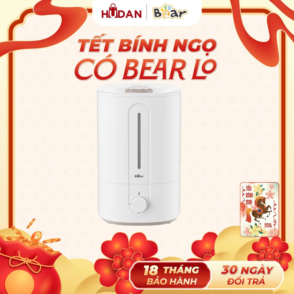 Máy phun sương tạo ẩm BEAR 5L SB-TA50M Tiếng Anh Xông Hơi -Tinh Dầu Công Suất BH 18 tháng