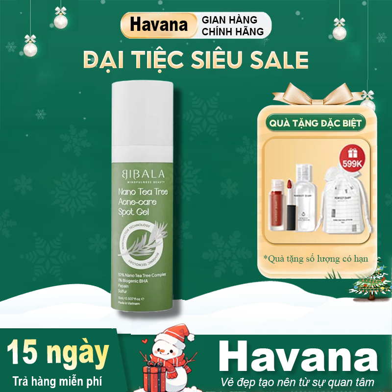 Chấm Mụn BIBALA Giảm Sưng, Ngăn Mụn Nano Tea Tree Acne-Care Spot Gel 15ml