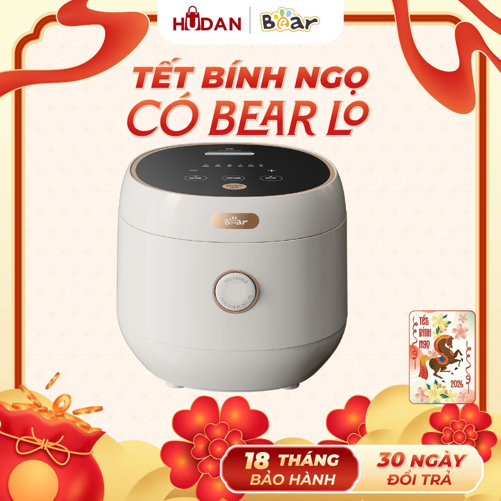 Nồi cơm điện BEAR 1.2L SB-NC30B Tiếng Việt 2-5 Người Ăn 6 Chức Năng Nấu Đa Dạng - Tráng Men Sứ
