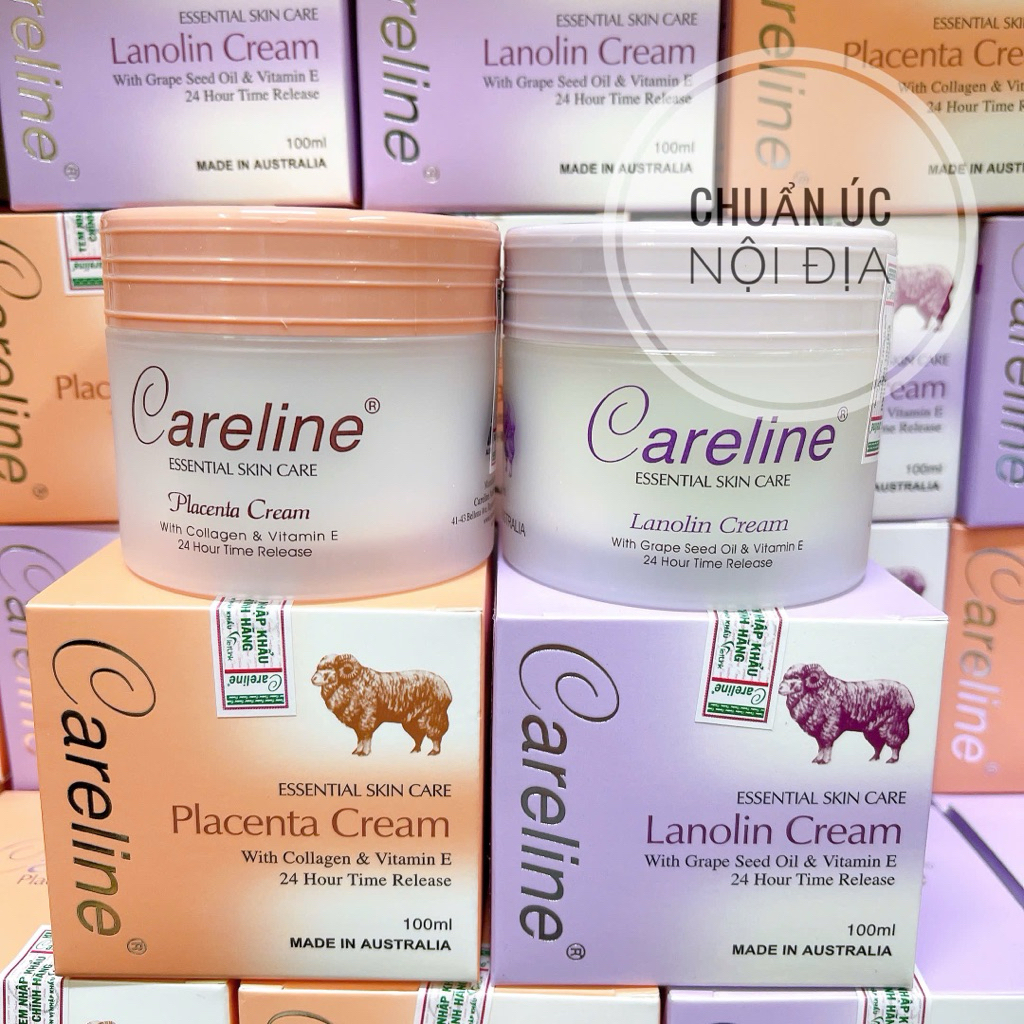 [Tem Phụ] Kem dưỡng Careline Lanolin Cream mỡ cừu (tím),Careline Placenta Cream nhau thai cừu (cam) 