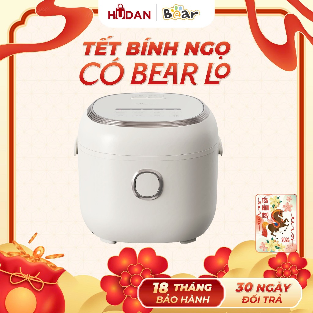 Nồi cơm điện BEAR 1.2L SB-NC30A Tiếng Việt 2-5 Người Ăn Phủ Ceramic Có Quai Cầm Tiện Lợi BH 18 tháng