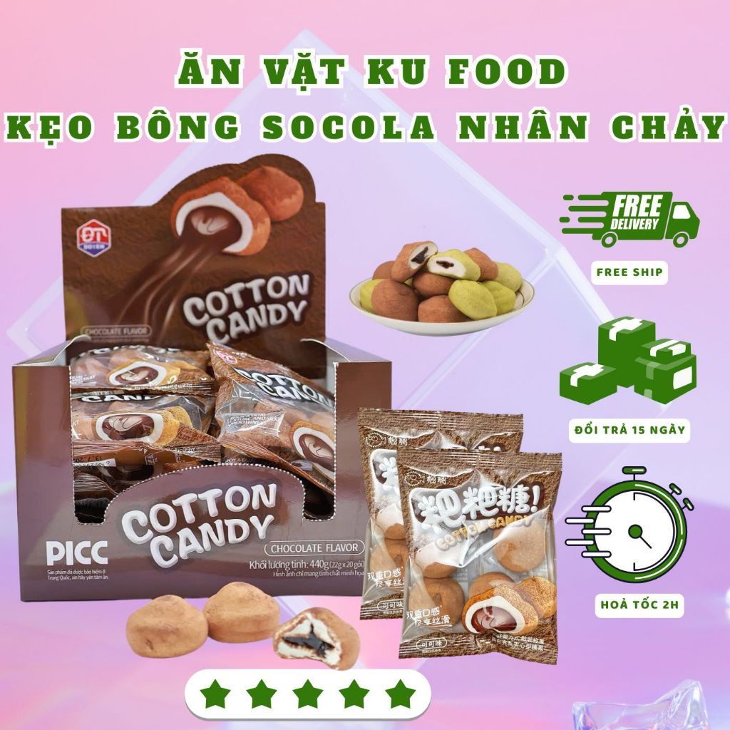 [COMBO 2 GÓI] Kẹo Bông Gòn Marshmallow Nhân Chảy - Kẹo Bông Marshmallow Hình Bánh Bao