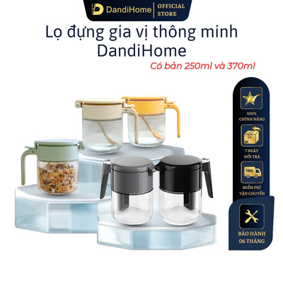 Lọ đựng gia vị, hũ đựng gia vị thủy tinh và nhựa PP DandiHome có thìa thông minh