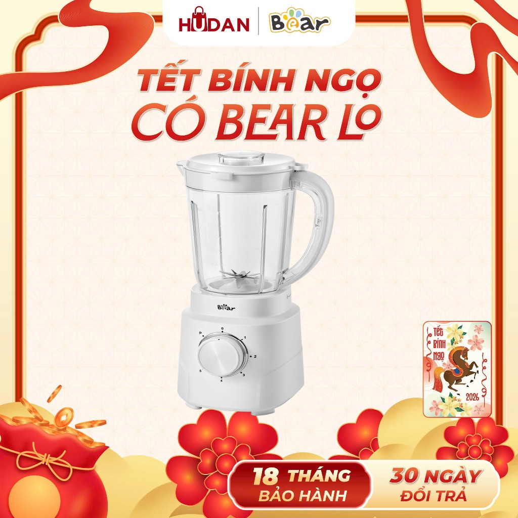 Máy xay sinh tố BEAR 1.5L SB-MX15L Tiếng Anh Lưỡi Inox 304 Xay Đa Năng 2 Cối Xay 700W BH 18 tháng