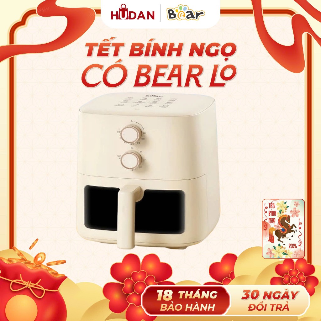 Nồi chiên không dầu BEAR 5L AF-5H15I52 Tiếng Việt Chiên Nướng Hơi Nước Chiên Nướng Không Dầu