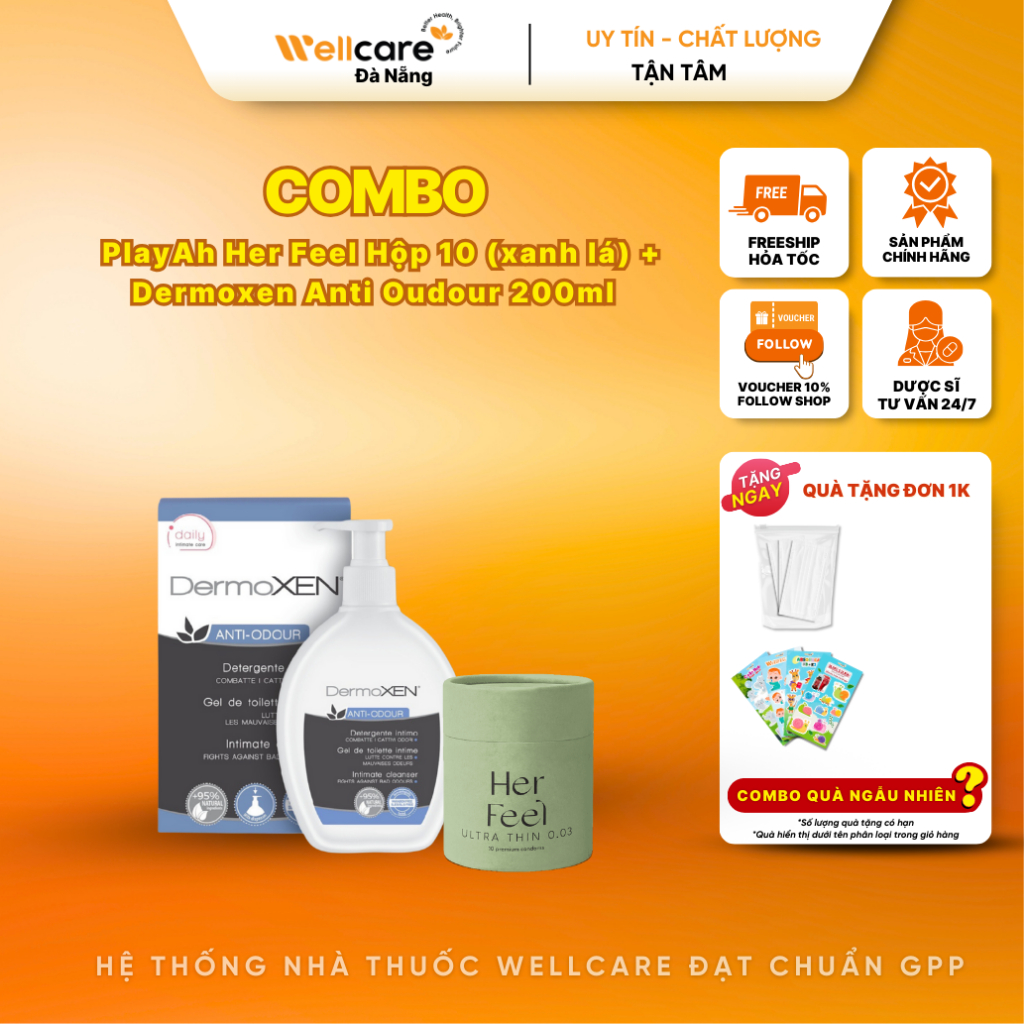 Combo DDVS ANTI-ODOUR 200ml và Playah Her Feel Hộp 10 gói