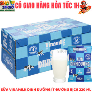  Vinamilk Sữa Dinh Dưỡng Ít Đường Thùng 48 Bịch 220 Ml 