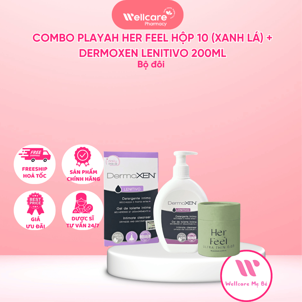 [COMBO TÌNH YÊU] Combo Dung Dịch Dermoxen Lenitivo & Bao Cao Su PlayAh (10 Gói)