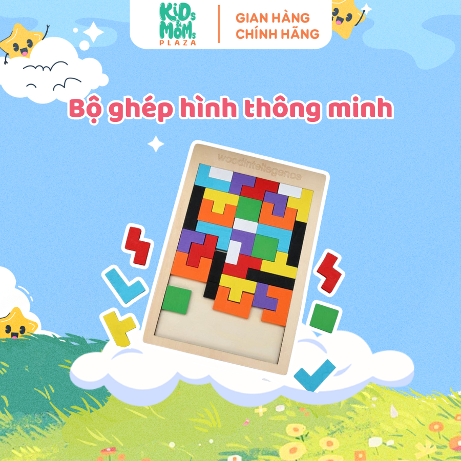 [QUÀ TẶNG] Bộ ghép hình gỗ thông minh - Kids & Moms Plaza