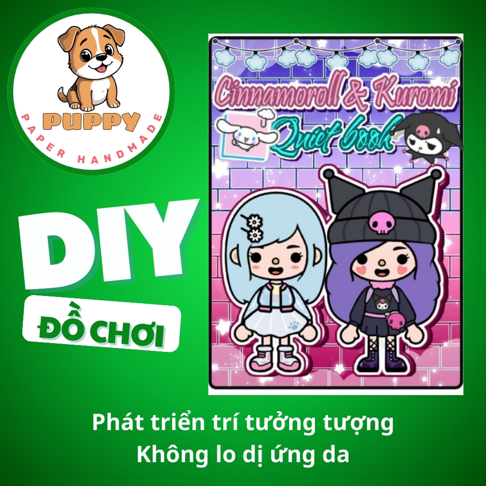 Ngôi nhà búp bê giấy - kuromi và cinnamoroll toca boca - đồ chơi giấy thủ công cho bé gái