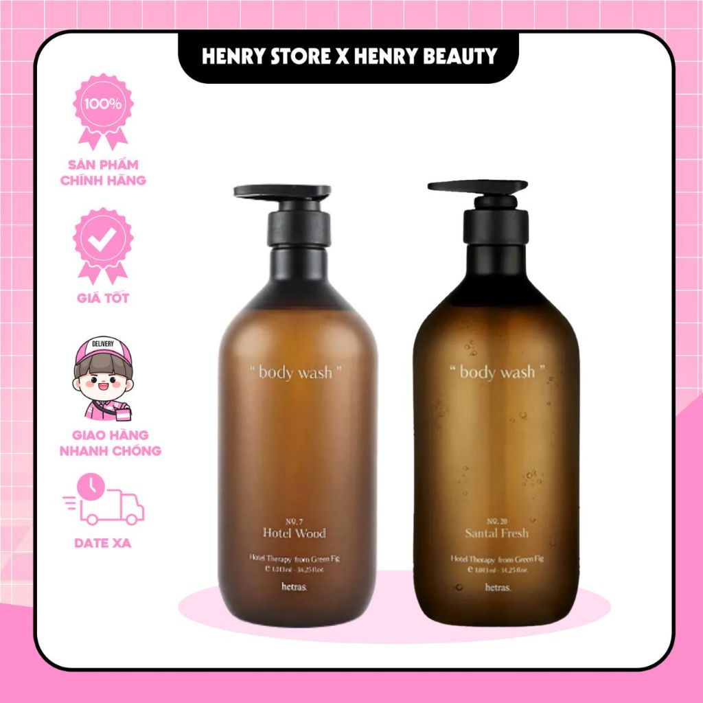 Sữa Tắm Hetras #07 Hotel Wood & #20 Santal Fresh | Chai 1013ml