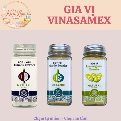 Gia Vị Hữu Cơ Vinasamex Leaf Organic – Bột Hành, Bột Tỏi, Bột Sả, An Toàn & Tự Nhiên