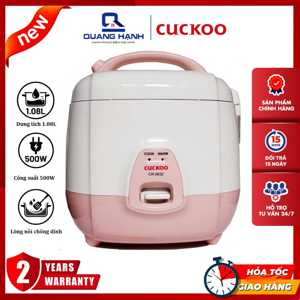 [Hàng chính hãng, Bảo hành 24 tháng] Nồi cơm điện Cuckoo CR-0632 1L