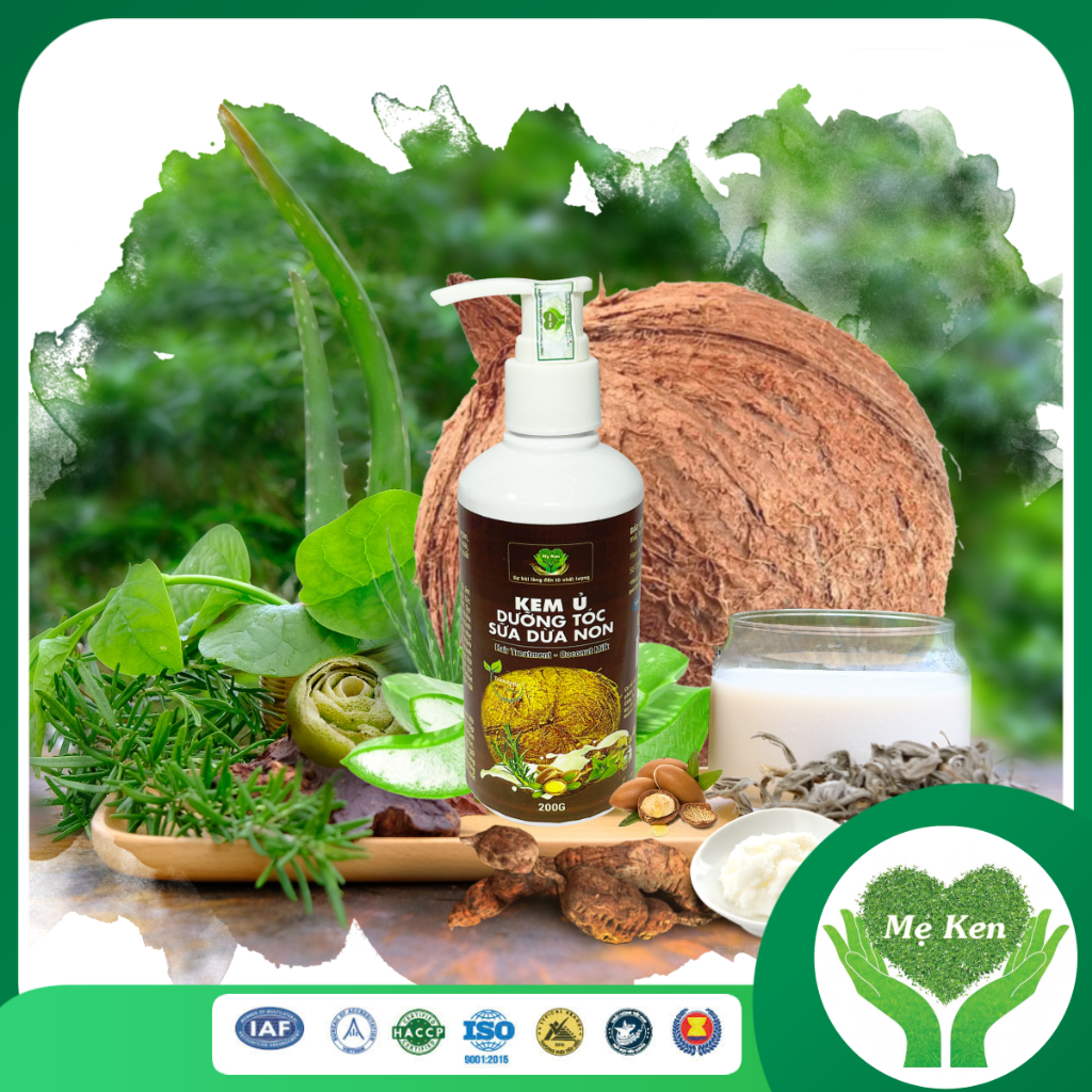 KEM Ủ TÓC, DẦU XẢ TÓC SỮA DỪA NON MẸ KEN (200gr) GIÚP TÓC MỀM MƯỢT, GIẢM GÃY RỤNG