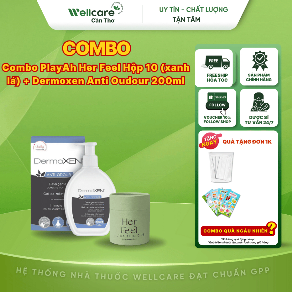 Combo DDVS ANTI-ODOUR 200ml và Playah Her Feel Hộp 10 gói