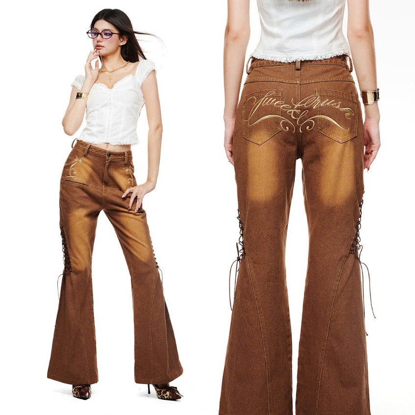 Quần Jeans Nữ Ống Loe Đan Dây Sweet Crush Flare Jeans Aiai Official